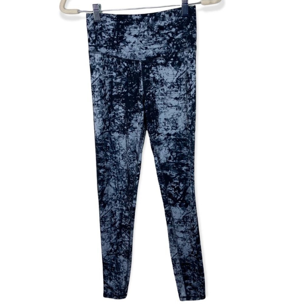 Champion Blue Marble Abstract Print High Rise Leggings Size Small Yoga Fitness S